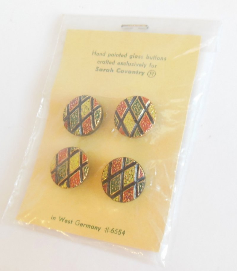 Vintage Sarah Coventry Glass Buttons West Germany Mosaic for Shirts Blouses