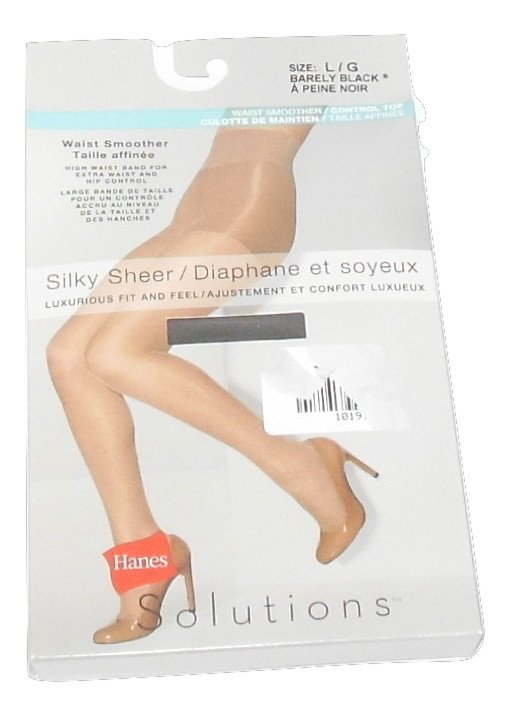 Hanes Solutions Waist Smoother High Waistband Waist Hip Control L Barely Black
