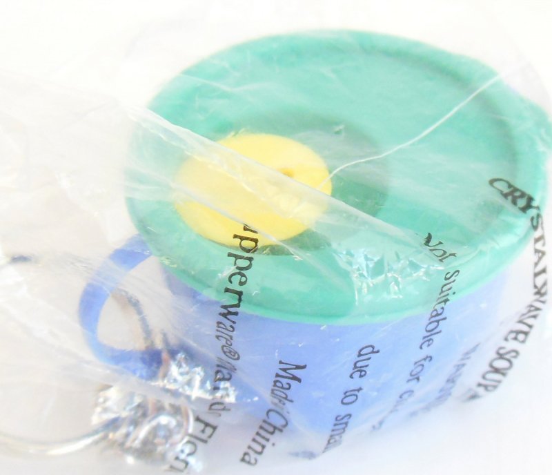 Vintage Tupperware Keychain Purple Yellow CrystalWave Pill Holder Vintage