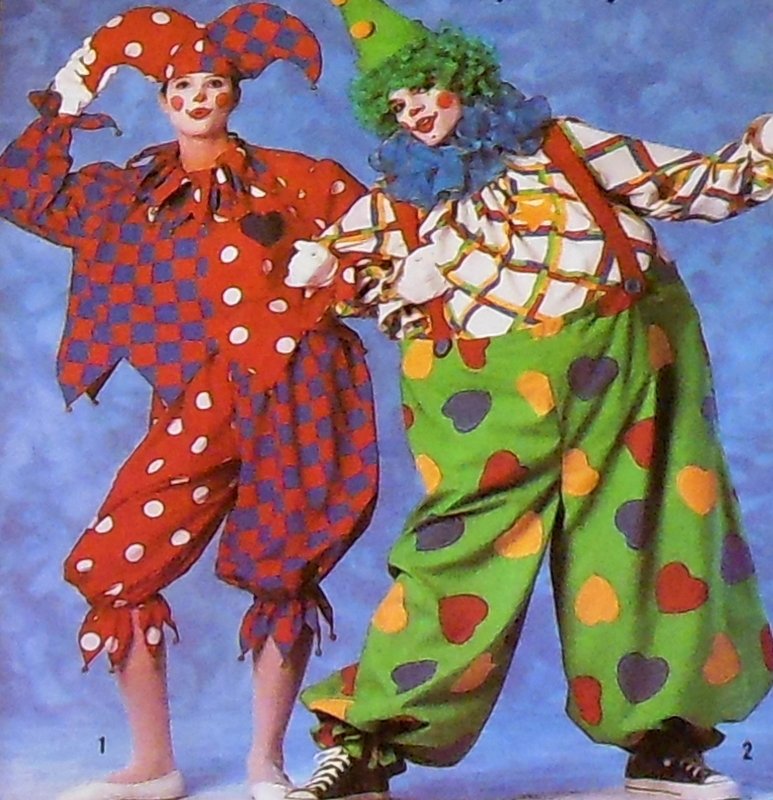 Simplicity Clown Halloween Costume 9344 Sewing Pattern S Adults Shirley Botsford