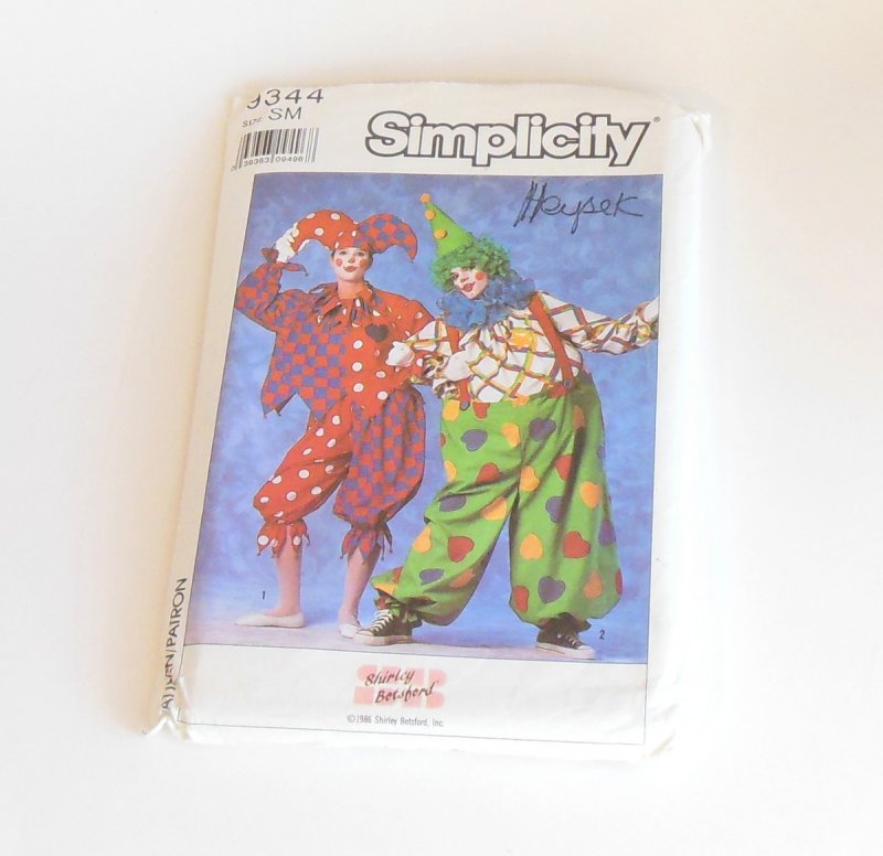 Image 1 of Simplicity Clown Halloween Costume 9344 Sewing Pattern S Adults Shirley Botsford