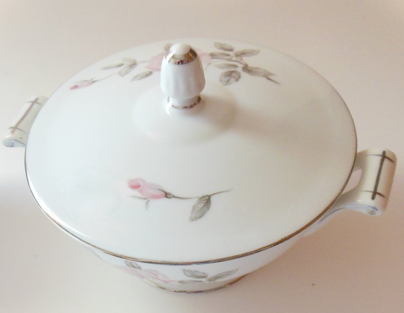 Image 1 of Rare Three Castle Spring Rose Sugar Bowl Creamer Set Floral Gray Japan