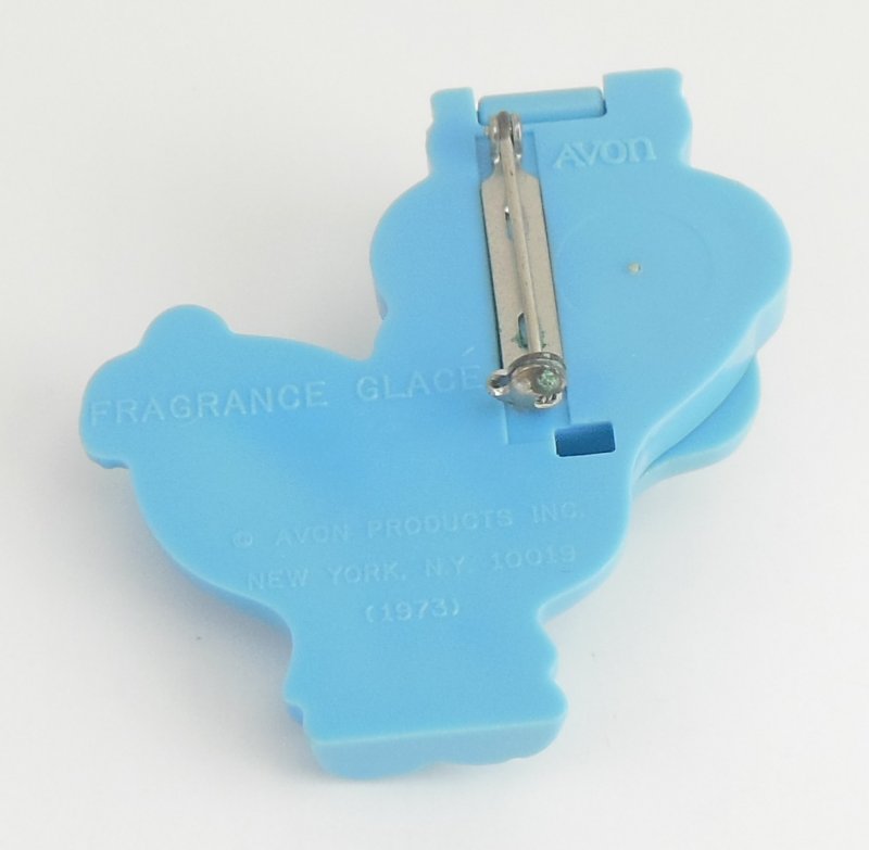 Image 2 of Vintage Avon Blue Moo Cow Glace Pin Perfume Fragrance Childrens Jewelry 1973