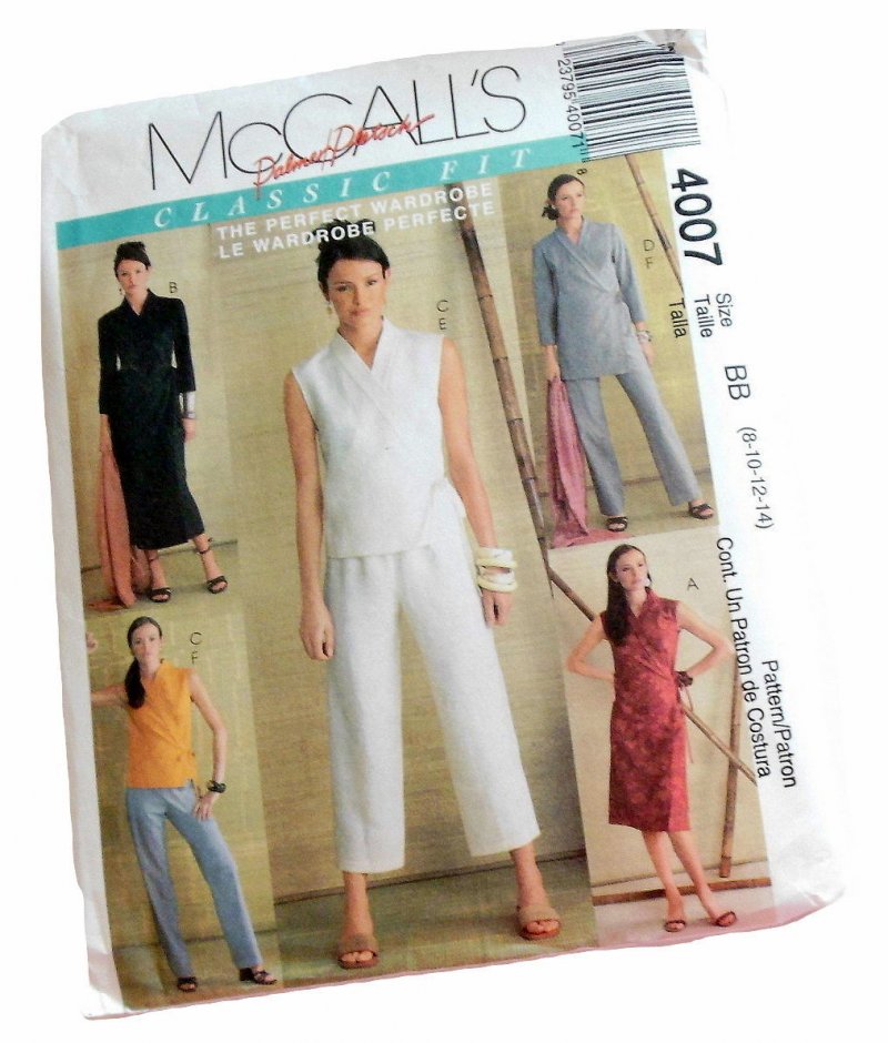 McCalls 4007 Classic Fit 2 Piece Outfits Wraps Top Pants Pattern BB 8 10 12 14
