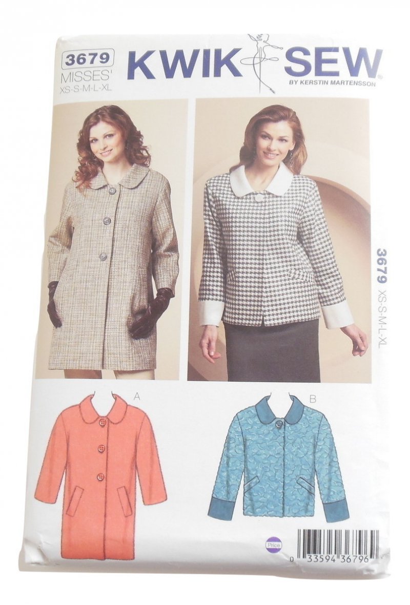 Kwik Sew 3679 Clothing Sewing Pattern Misses Coats Jackets Women's Unopened