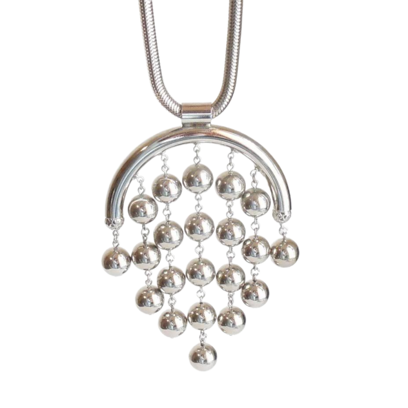 Vintage Celebrity NY Silver Necklace Dangle Waterfall Pendant Snake Chain