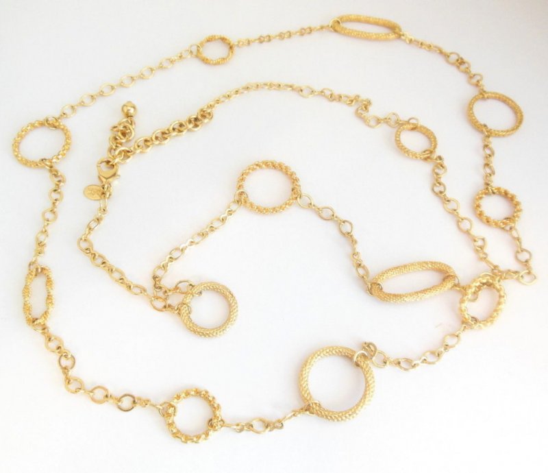 Image 1 of Vintage Joan Rivers Long Length Necklace Circle and Oblong Shape 42 to 45 Inch 