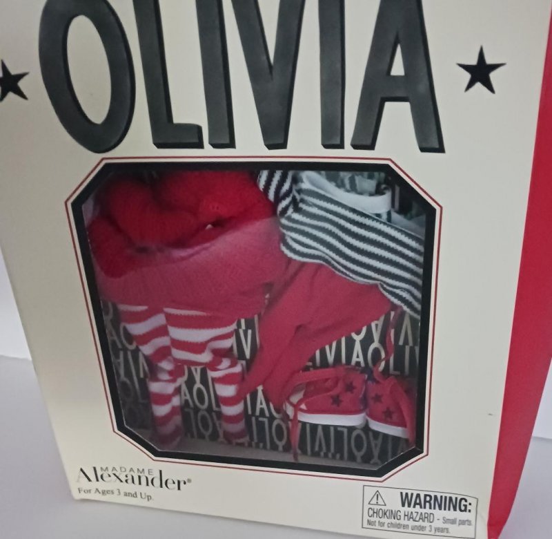Image 2 of Madame Alexander Doll Clothing Outfit for Olivia Red White Black Sneakers Winter