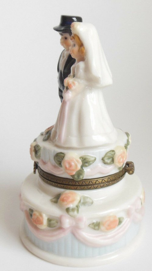 Image 2 of Madame Alexander Bride and Groom Wedding Ring Cake Topper Love is in the Details