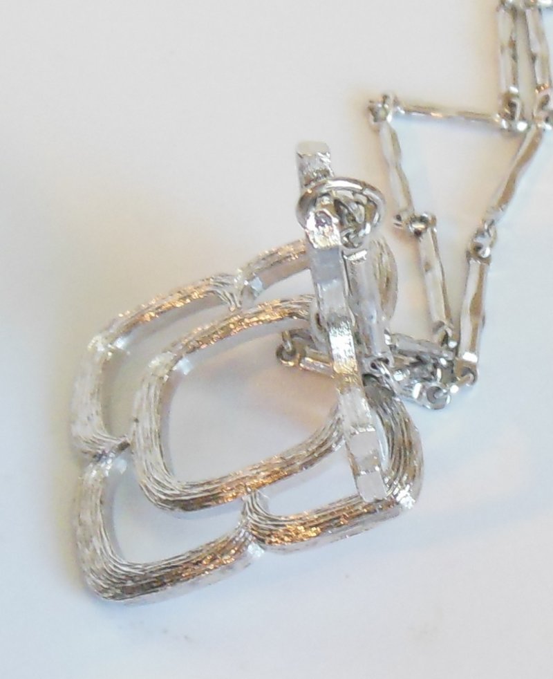 Image 2 of Modernist Abstract Avon Necklace Silver Linked Bar Chain Long Necklace Vintage