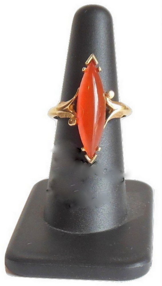 Vintage Avon Earthstone Orange Ring Adjustable 8 9 Elongated Navette Gold Ring