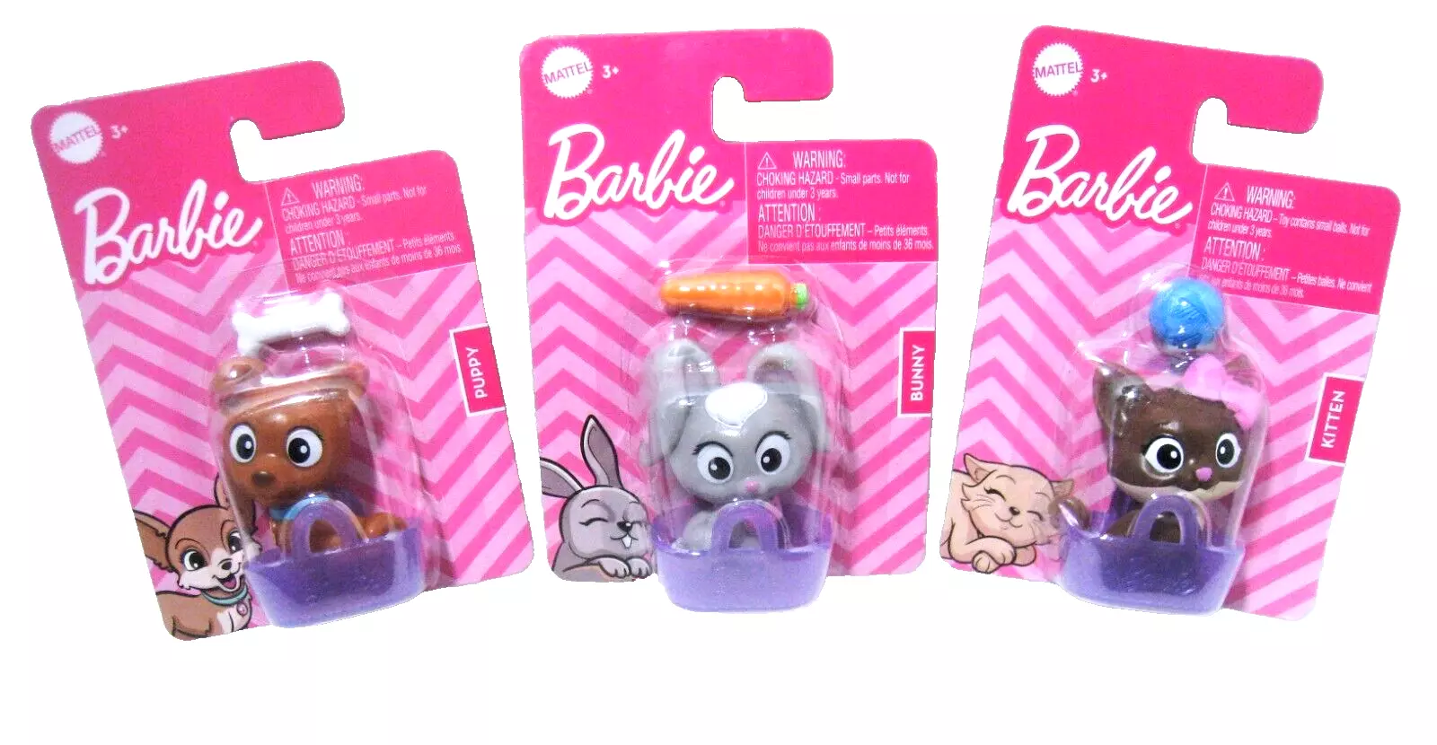 Barbie Doll Pets Puppy Kitten Bunny Rabbit Mattel Pretend Play Lot Mini Toys