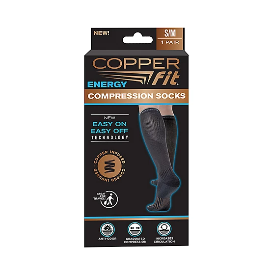 Copper Fit Knee High Compression Socks Womens Small Medium 4 to 9.5 White