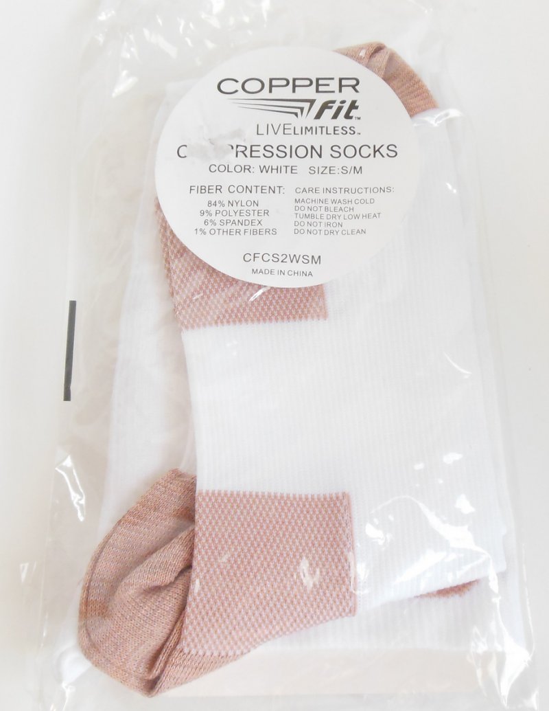 Image 1 of Copper Fit Knee High Compression Socks Womens Small Medium 4 to 9.5 White
