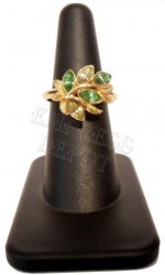 Avon Vintage Leaf Lights Cluster Ring Faux Peridot Jonquil 8.5 Large Gold Tone