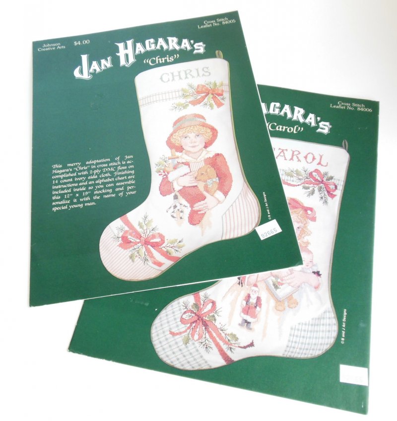 Jan Hagara's Cross Stitch Christmas Patterns Chris and Carol Numbers 84006 84005