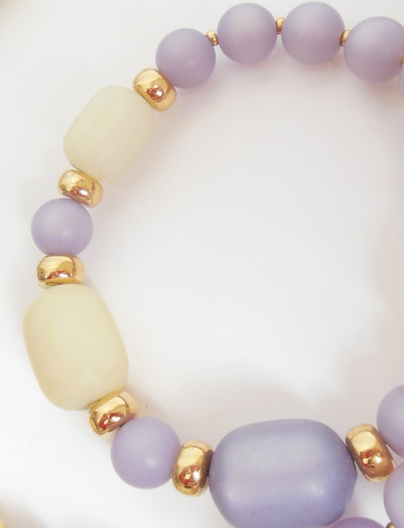 Image 1 of Vintage Napier Costume Jewelry Womens Necklace Lilac Moonglow Beads Wire Strung