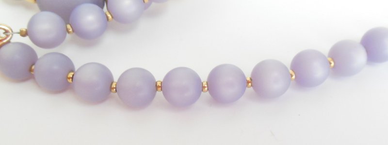 Image 2 of Vintage Napier Costume Jewelry Womens Necklace Lilac Moonglow Beads Wire Strung