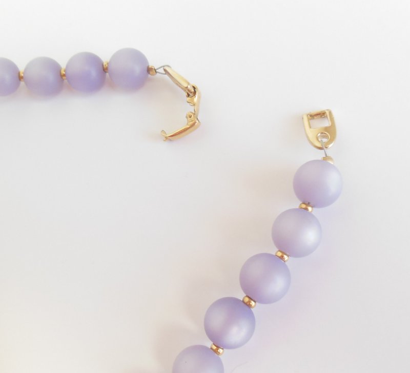Image 4 of Vintage Napier Costume Jewelry Womens Necklace Lilac Moonglow Beads Wire Strung