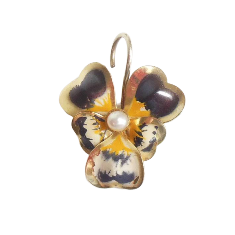 Carl Art Gold Filled Pansy Brooch Costume Jewelry Pin Flower with Faux Pearl 