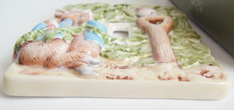 Image 3 of Vintage Beatrix Potter Baby Nursery Single Light Switch Plate in Glossy Ceramic