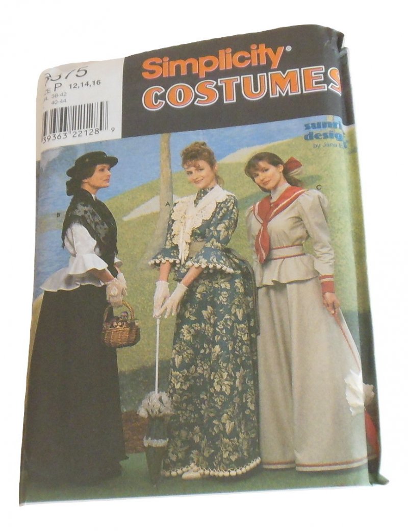 Simplicity Costume Pattern 8375 Victorian Dresses P 12 14 16 Theater Reenactment