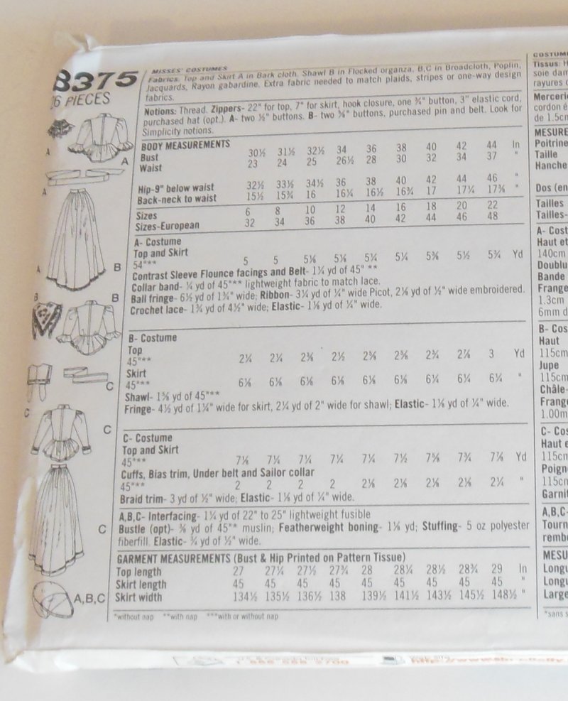 Image 1 of Simplicity Costume Pattern 8375 Victorian Dresses P 12 14 16 Theater Reenactment