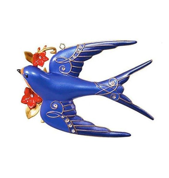 Hallmark Stunning Swallow Christmas Ornament Bird in Flight Ornament Cobalt Blue