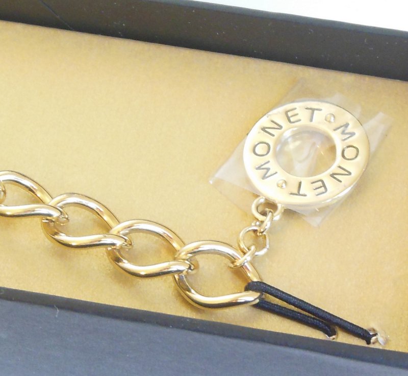 Image 1 of Monet Toggle Bracelet for Women Vintage Monet Gold Costume Jewelry Bracelet