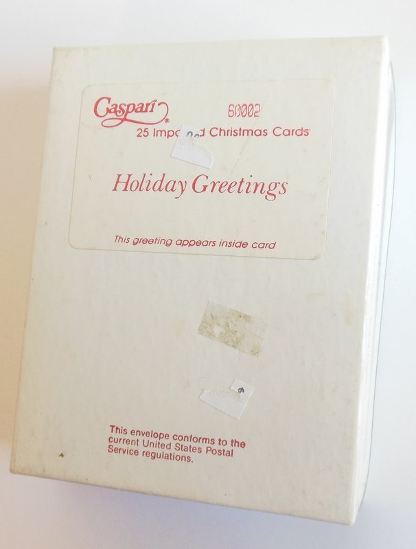 Image 2 of Vintage Caspari Christmas Boxed Set Greeting Cards Wreath Design Metallic Gold
