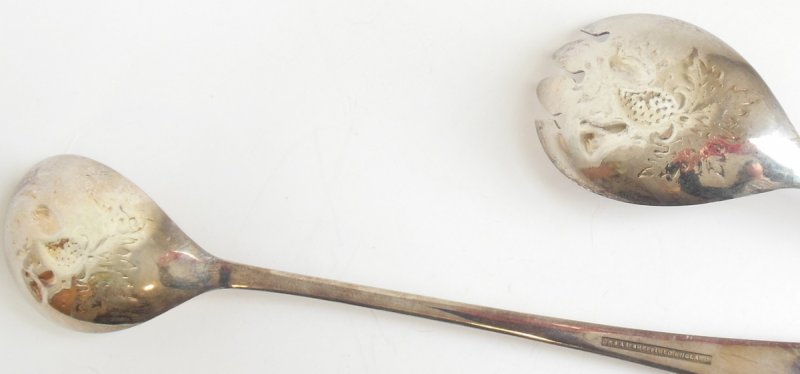 Image 2 of EPSA 1 Sheffield England Flatware Silver Plate Salad Server Spoon Fork Set