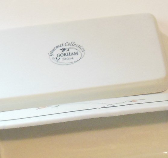 Image 2 of Gorham Ariana Butter Dish w/ Lid Gourmet Collection Floral Dinnerware Vintage