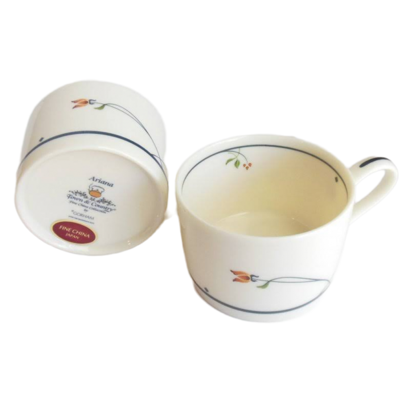 Gorham Ariana Tea Cup Lot Gourmet Collection Floral Dinnerware w/ Label Vintage