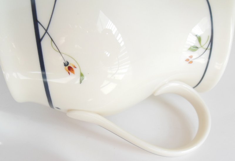 Image 2 of Gorham Town & Country Creamer Ariana Pattern Amber Orange Flowers Blue Bands