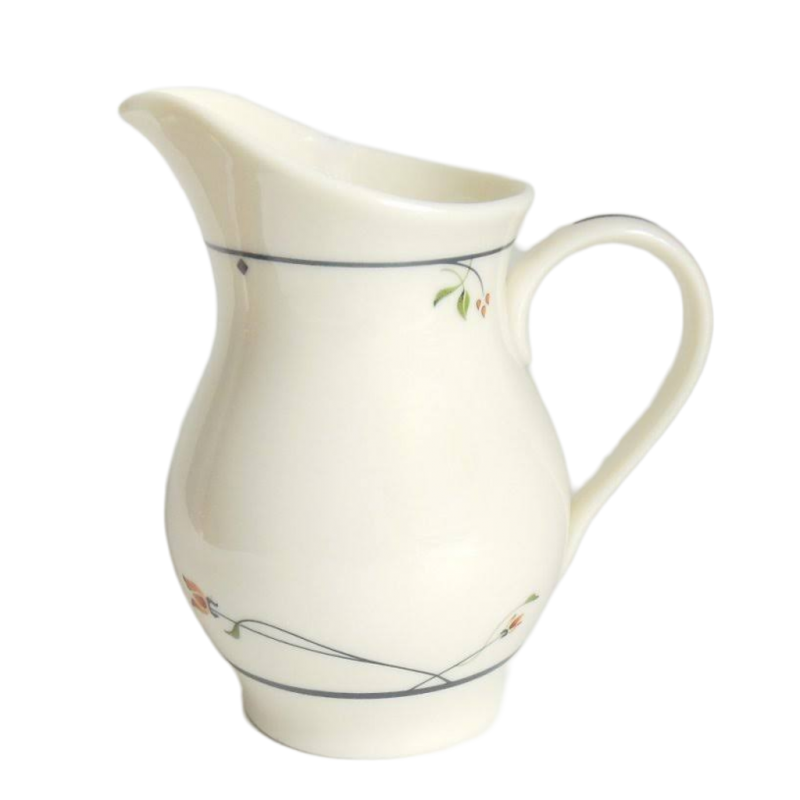 Gorham Town & Country Creamer Ariana Pattern Amber Orange Flowers Blue Bands