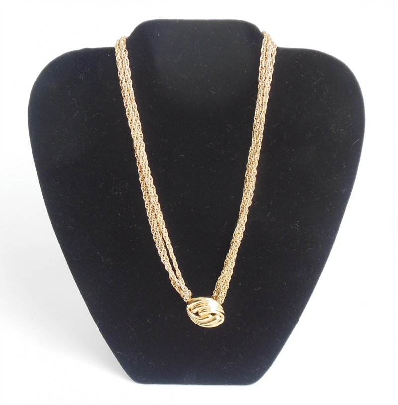 Vintage Monet Rope Multi-strand Twisted Necklace Swirled Center Choker Jewelry