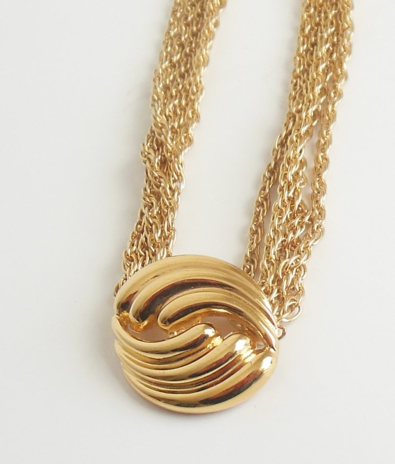 Image 2 of Vintage Monet Rope Multi-strand Twisted Necklace Swirled Center Choker Jewelry