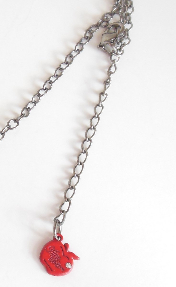 Image 2 of Apple Bottoms Necklace Ladies Costume Jewelry In Dark Gray Black w/ Red Hang Tag