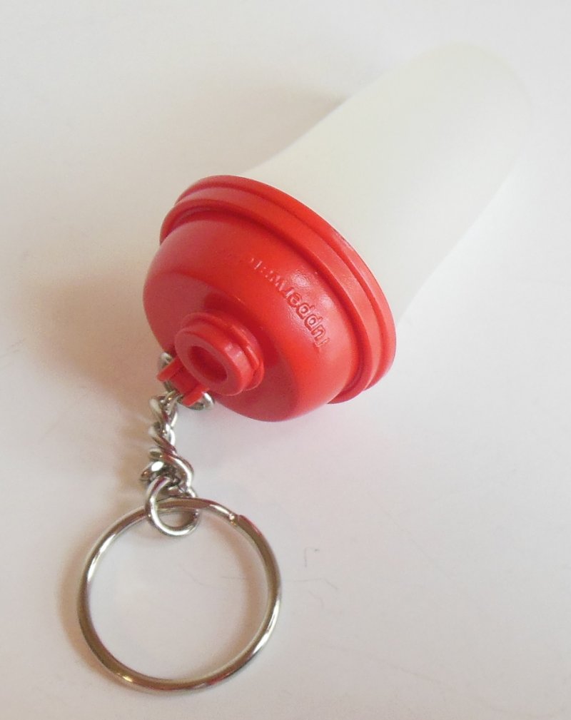 Red Shaker Tupperware Keychain Mini Tupperware Collectible Keychain Clear Body