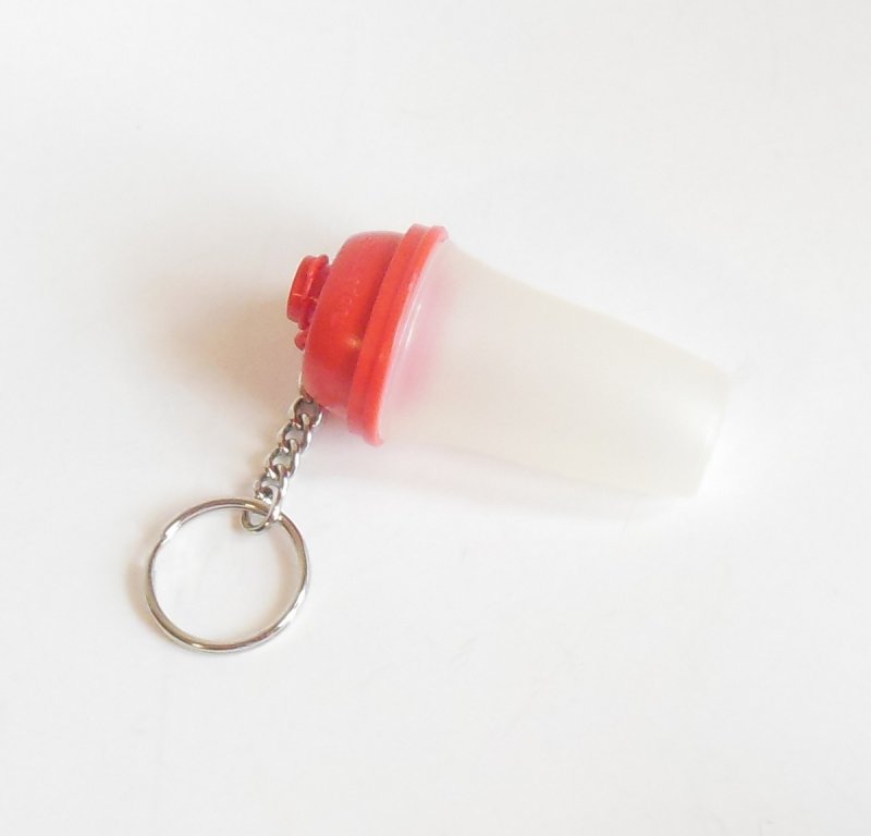 Image 1 of Red Shaker Tupperware Keychain Mini Tupperware Collectible Keychain Clear Body