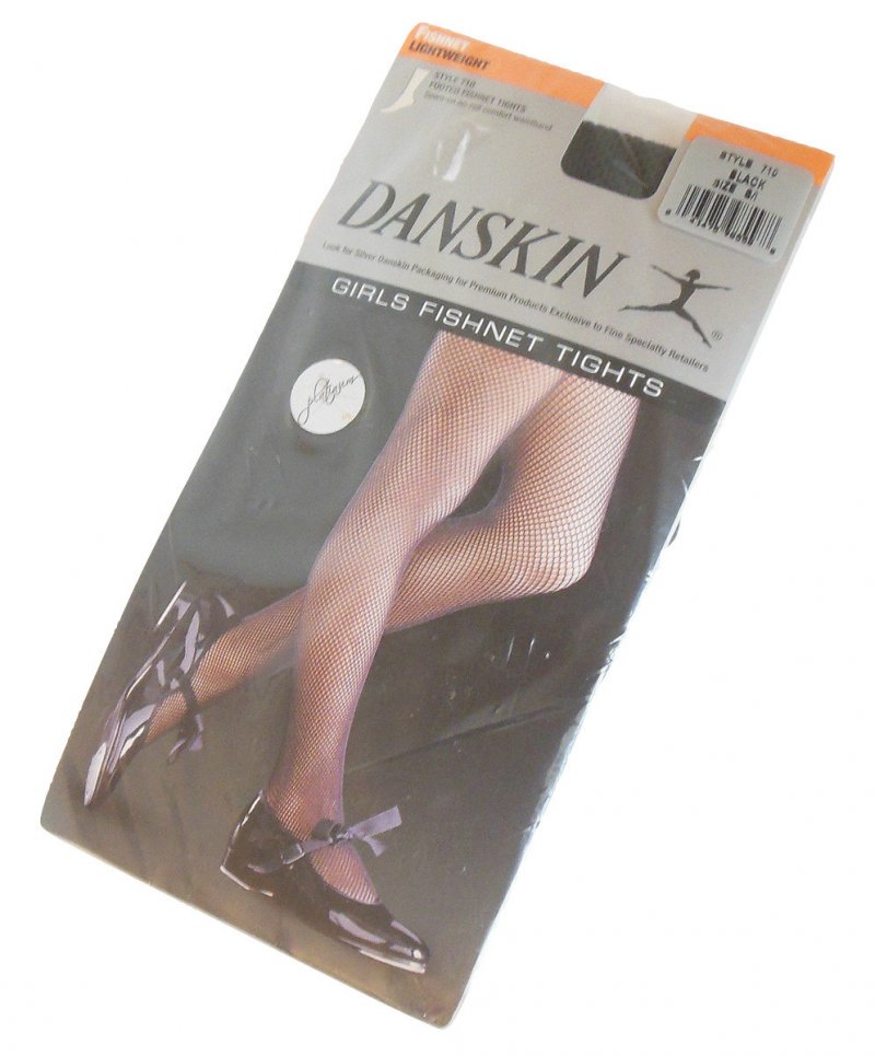 Girls Danskin Fishnet Tights Sz 8 L Black Dance Recital Fashion Hosiery Children