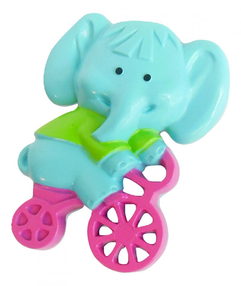Vintage Avon Pedal Pusher Pin Blue Elephant Riding Bicylce Pink Wheels 1970s