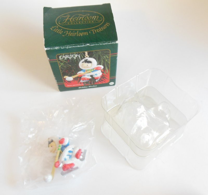 Image 3 of Holiday Hockey Christmas Ornament Glitter Eskimo Hockey Stick Puck Carlton Cards
