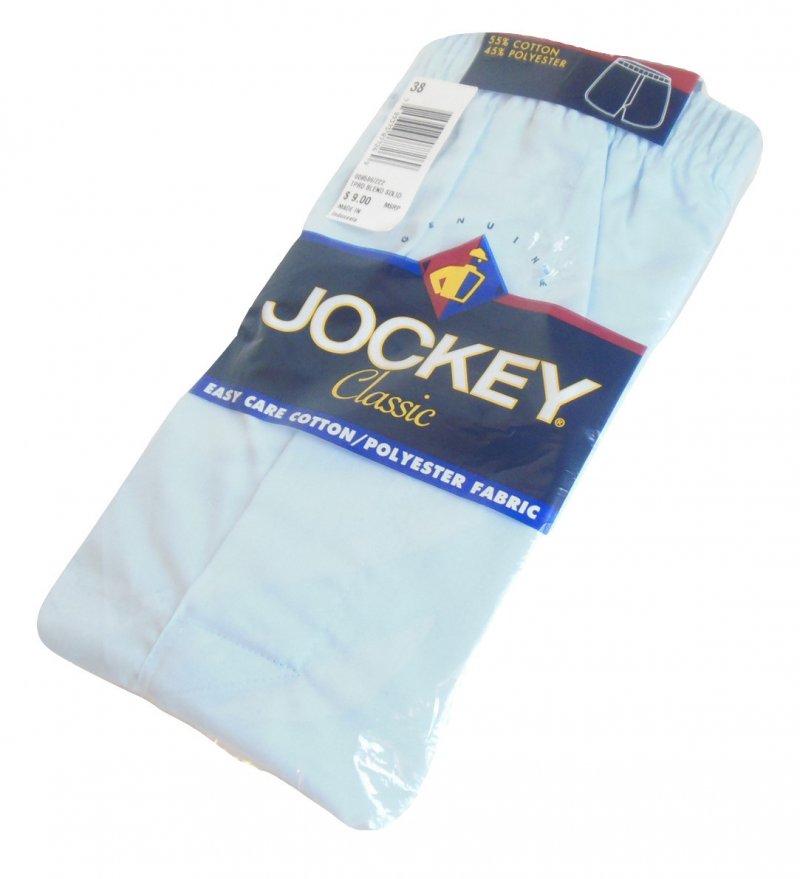 Mens Tapered Boxers Jockey 38 Classic Blue Cotton Polyester Knit Waistband Fly