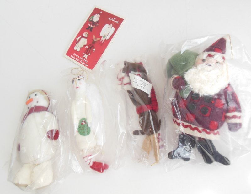 Image 1 of Hallmark Ornament Set Santa and His Sweetest Friends Plus Stuffed Frosty Santa