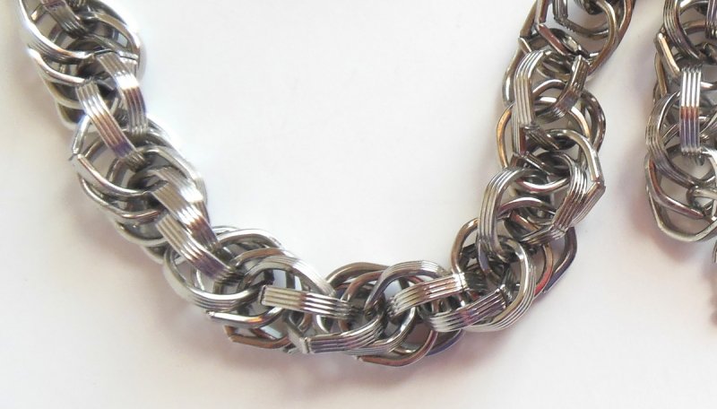 Image 1 of Heavy Park Lane Silver Necklace Intertwined Link Rope Chain Encapsulated Pearls