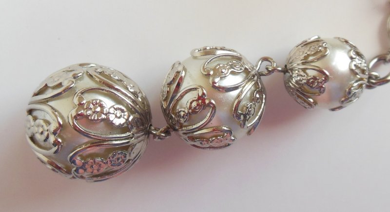 Image 3 of Heavy Park Lane Silver Necklace Intertwined Link Rope Chain Encapsulated Pearls