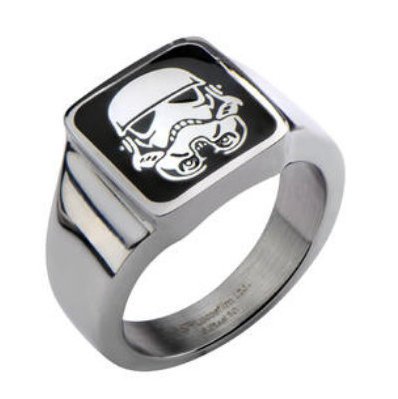 Authentic Star Wars Mens Teenagers Ring Sz 10 Stormtrooper Stainless Steel Black
