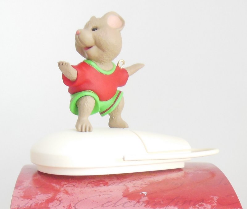 Image 1 of Hallmark Christmas Tree Ornament Surfin' The Net QX6607 Mouse Vintage