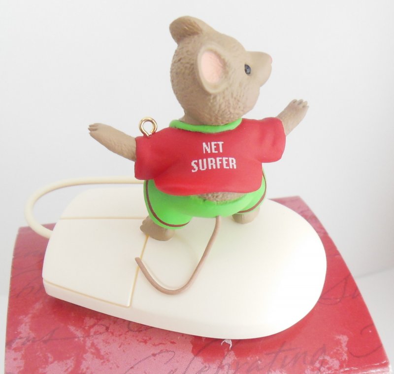 Image 2 of Hallmark Christmas Tree Ornament Surfin' The Net QX6607 Mouse Vintage